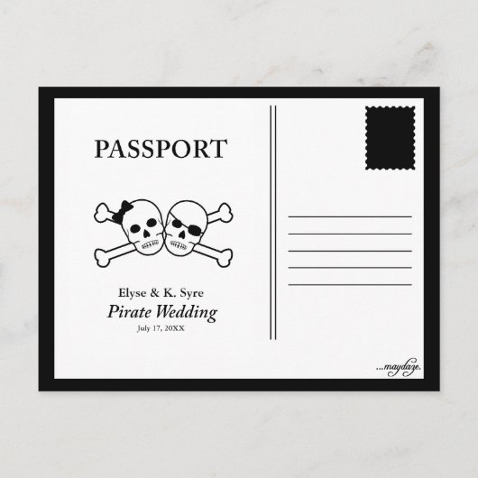 pirate bruiloft rsvp inserts uitnodiging briefkaart (Achterkant)