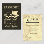 pirate bruiloft rsvp inserts visitekaartje (Voorkant / Achterkant)