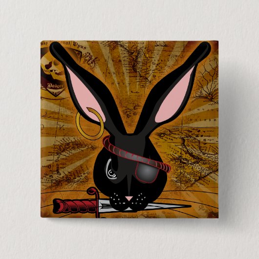 Pirate Bunneh Vierkante Button 5,1 Cm (Voorkant)
