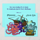 Pirate Buried Treasure Underwater Life Invitation Kaart (Voorkant / Achterkant)