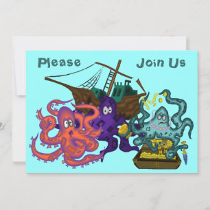 Pirate Buried Treasure Underwater Life Invitation Kaart