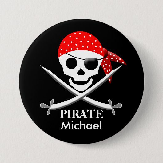 PIRATE BUTTONNEN - PERSONALIZE - COLLECTIE RONDE BUTTON 7,6 CM (Voorkant)
