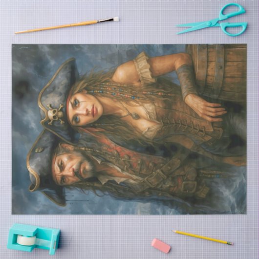 Pirate Captain and Queen | Caribbean Nautical  Tissuepapier (Craft)