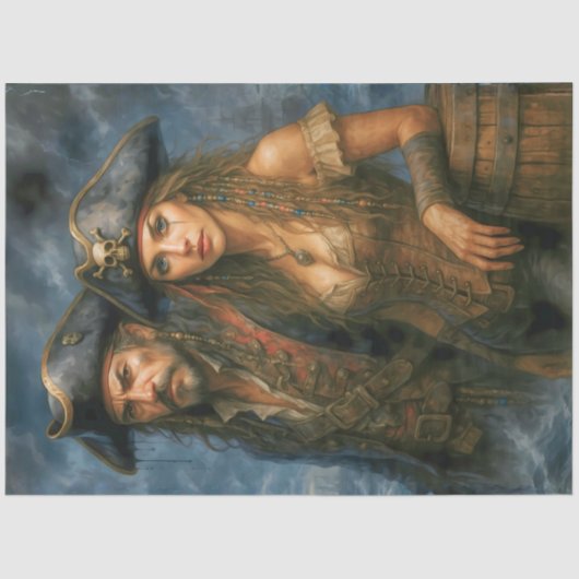 Pirate Captain and Queen | Caribbean Nautical  Tissuepapier (Voorkant)
