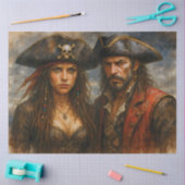 Pirate Captain and Queen Rustic Nautical Decoupage Tissuepapier (Craft)