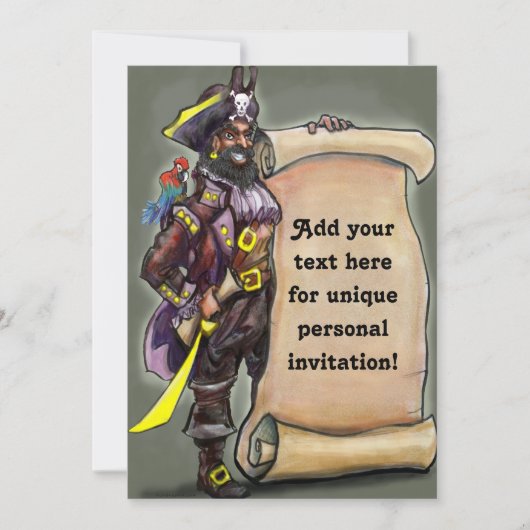 Pirate Captain met CUSTOM Invitation Kaart (Voorkant)