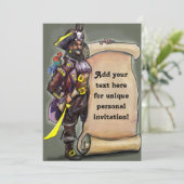 Pirate Captain met CUSTOM Invitation Kaart (Staand voorkant)