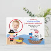 Pirate Captain Photo Birthday Party Invitations Kaart (Staand voorkant)