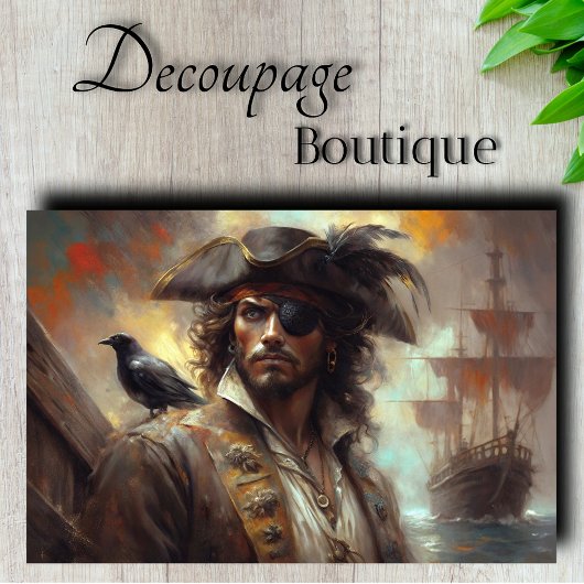 Pirate Captain Portrait Decoupage Tissuepapier