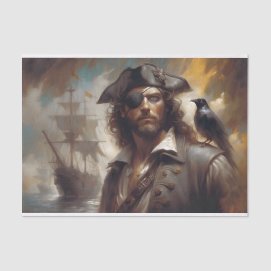 Pirate Captain Raven Decoupage Tissuepapier (Voorkant)