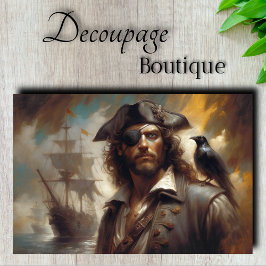 Pirate Captain Raven Decoupage Tissuepapier