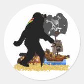 Pirate Captain Sasquatch Ronde Sticker (Voorkant)