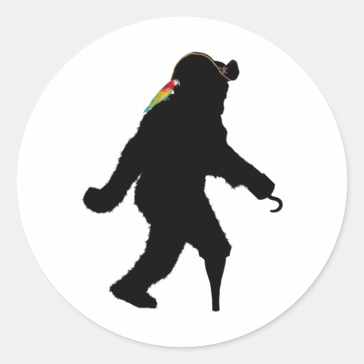 Pirate Captain Sasquatch Ronde Sticker (Voorkant)