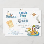 Pirate Captain Schattige Eerste Verjaardag Kaart (Voorkant / Achterkant)