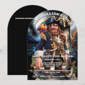 Pirate captain scroll island boys theme birthday kaart (Voorkant / Achterkant)