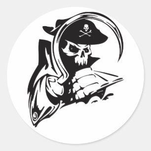 Pirate Captain Skeleton Hook Pirate Theme B-Day Ronde Sticker