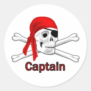 Pirate Captain Skull en Botten Sticker