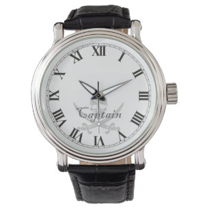 Pirate Captain Skull en Crossed Swords Horloge