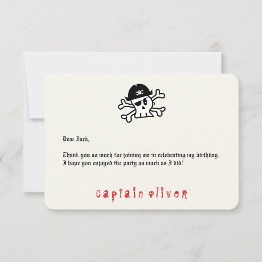 Pirate Captain Skull Kids Verjaardag Dank u kaart (Voorkant)