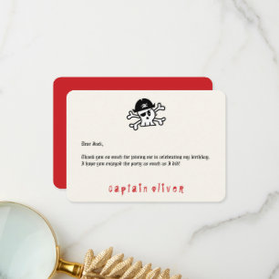 Pirate Captain Skull Kids Verjaardag Dank u kaart