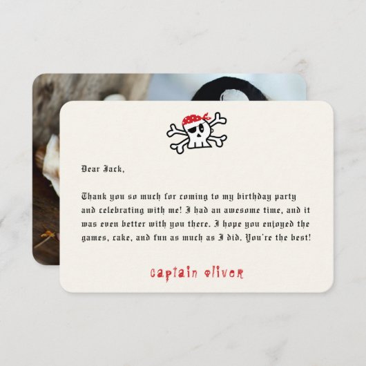 Pirate Captain Skull Kids Verjaardag Dank u kaart (Voorkant / Achterkant)