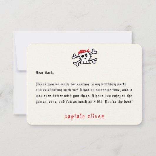 Pirate Captain Skull Kids Verjaardag Dank u kaart (Voorkant)