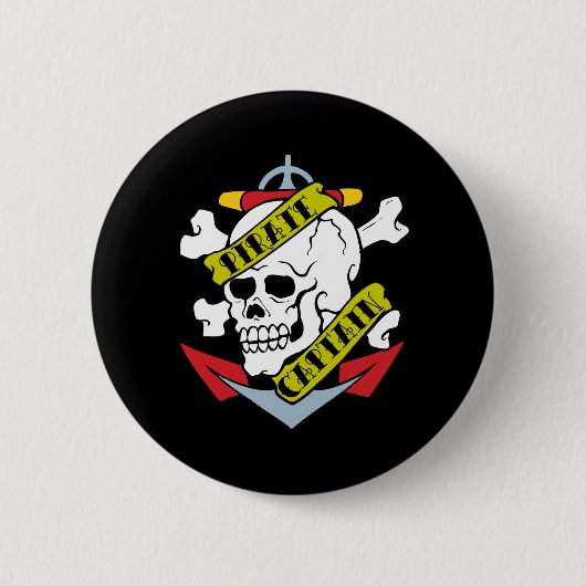 Pirate Captain Tattoo Ronde Button 5,7 Cm (Voorkant)