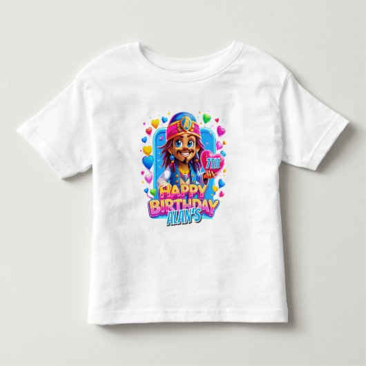 Pirate Captain Verjaardag Kinder geschenken Illust Shirts (Voorkant)