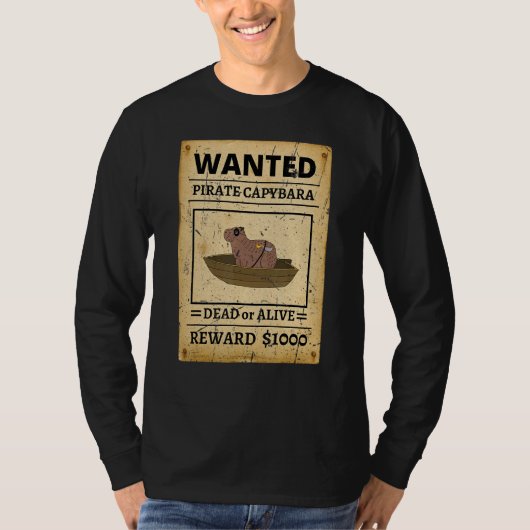 Pirate Capybara Wanted Poster Capybara For Kids T-shirt (Voorkant)