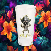 PIRATE CARRIBEAN GOLD SKULL Crossbones Scallywag Shot Glas