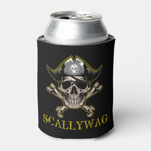 PIRATE CARRIBEAN SKULL Crossbones Scallywag can Blikjeskoeler (Blikje Voorkant)