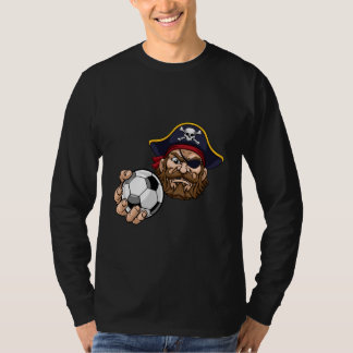 Pirate Cartoon Character Holding a Soccer Ball T-shirt