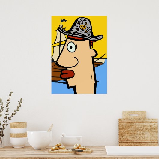 Pirate Cartoon Head Poster (Keuken)