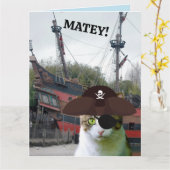 PIRATE CAT BIRTHDAY-Wenskaarten Kaart (Gele Bloem)