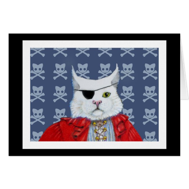 Pirate Cat Blank Card (Voorkant Horizontaal)