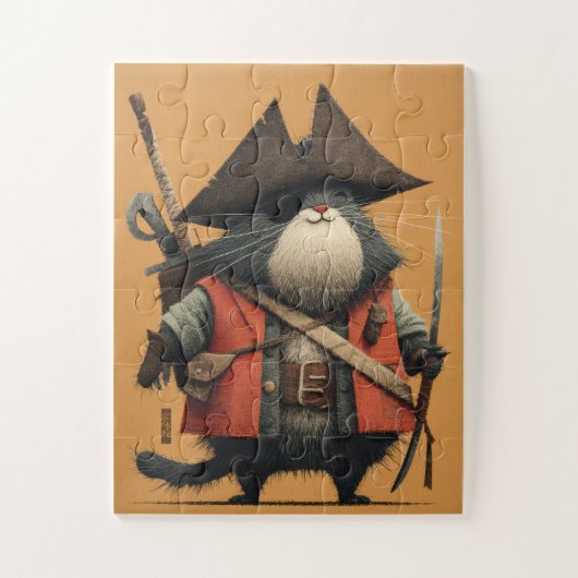Pirate Cat Captain - Cartoon Puzzel (Verticaal)