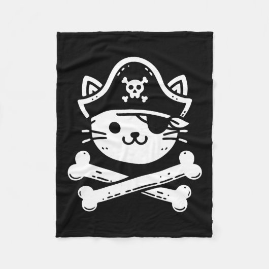 Pirate Cat Crossbones Kattenliefhebber Katten Kitt Fleece Deken (Voorkant)