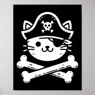 Pirate Cat Crossbones Kattenliefhebber Katten Kitt Poster