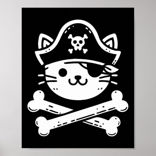 Pirate Cat Crossbones Kattenliefhebber Katten Kitt Poster (Voorkant)