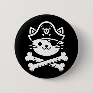 Pirate Cat Crossbones Kattenliefhebber Katten Kitt Ronde Button 5,7 Cm