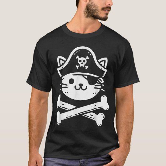 Pirate Cat Crossbones Kattenliefhebber Katten Kitt T-shirt (Voorkant)