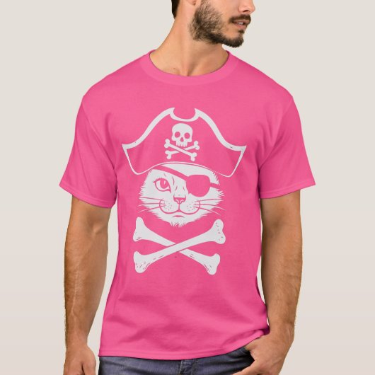 Pirate Cat Crossbones Kattenliefhebber Katten Kitt T-shirt (Voorkant)