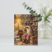 Pirate Cat Enjoys Some Coffee Briefkaart (Staand voorkant)