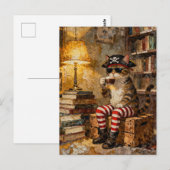 Pirate Cat Enjoys Some Coffee Briefkaart (Voorkant / Achterkant)