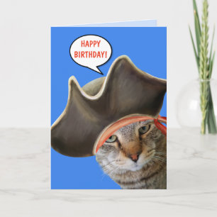 Pirate Cat Funny Birthday Kaart