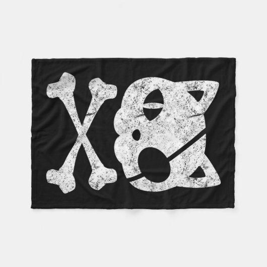  Pirate Cat Kitten Halloween Skull Cross Bo Fleece Deken (Voorkant (Horizontaal))