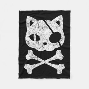 Pirate Cat Kitten Halloween Skull Cross Bo Fleece Deken