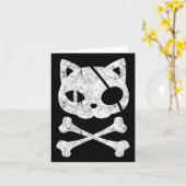 Pirate Cat Kitten Halloween Skull Cross Bo Kaart (Gele Bloem)