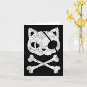 Pirate Cat Kitten Halloween Skull Cross Bo Kaart (Gele Bloem)