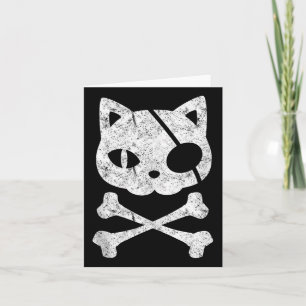  Pirate Cat Kitten Halloween Skull Cross Bo Kaart